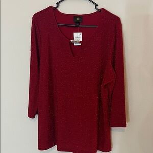 JM Collection Sparkling Red Blouse